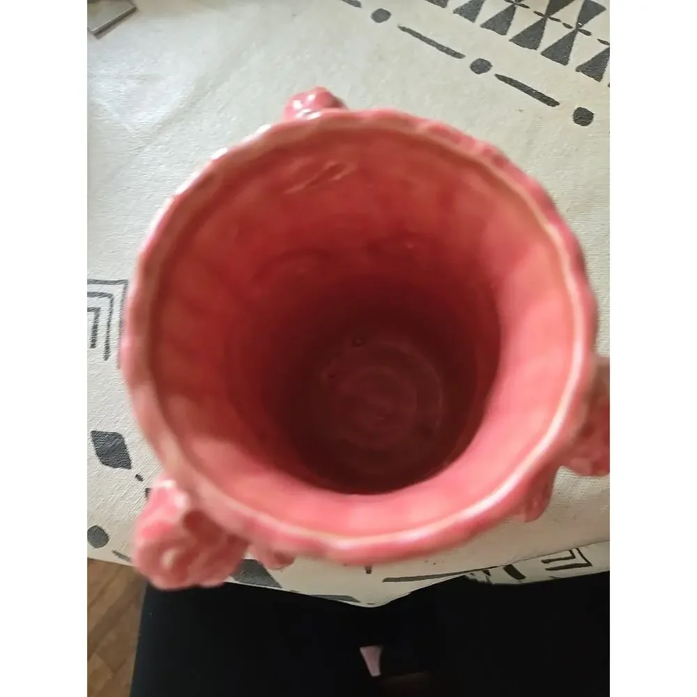 Vtg Ceramic Japan 3-Cherub Angels Planter w/ Scalloped Rim /w Damage